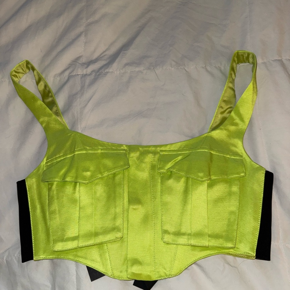 RtA Neon Yellow Satin Bustier